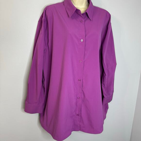 ATHLETA Oversized Poplin Top Jazzy Purple Shirt Performance Relax Women's XL - Picture 4 of 11